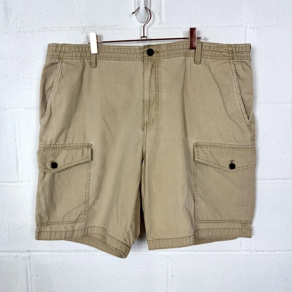 Izod Mens Khaki Cargo Shorts Ripstop Retro Y2K Baggy Skater Streetwear Size 38‎